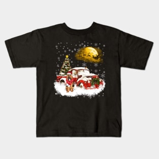 Red Truck Xmas Tree Bloodhound Christmas Kids T-Shirt